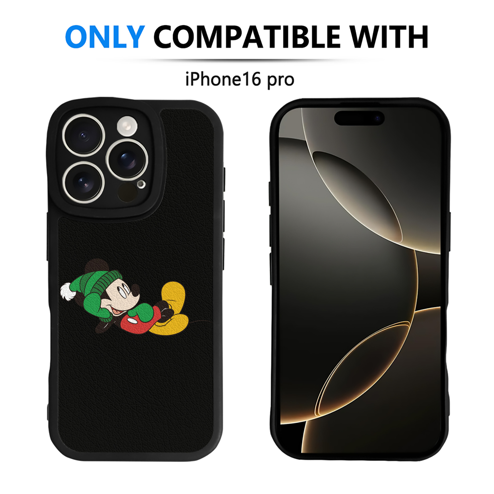 （画像用） ミッキーマウス Mickey Mouse 【iPhone 16シリーズ対応】シリコンスマホケース（レザー調） 材質：シリコン
